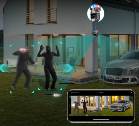 Camara de exterior doble lente con alarm